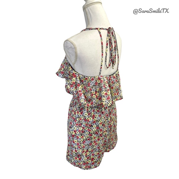 BCBGENERATION Strappy Ruffle Colorful Floral Shorts Romper - Picture 5 of 14